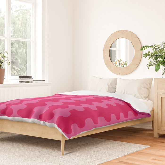 Hot Pink Ogee A-Go-Go Vivid Retro Pop Pattern Duvet Cover Gallery Image 2