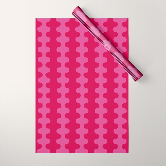 Hot Pink Ogee A-Go-Go Vivid Retro Pop Pattern Wrapping Paper Gallery Image 1
