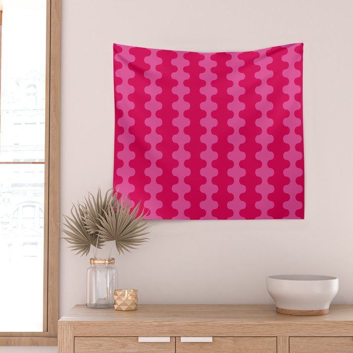 Hot Pink Ogee A-Go-Go Vivid Retro Pop Pattern Wall Tapestry Gallery Image 2