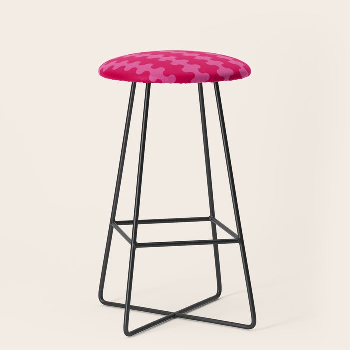 Hot Pink Ogee A-Go-Go Vivid Retro Pop Pattern Stool Gallery Image 1
