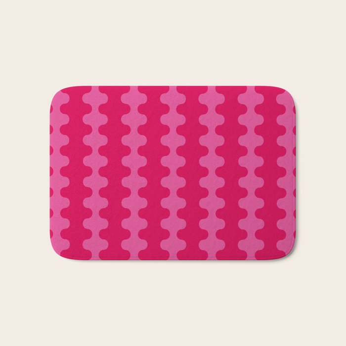 Hot Pink Ogee A-Go-Go Vivid Retro Pop Pattern Bath Mat Gallery Image 1