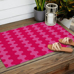 Hot Pink Ogee A-Go-Go Vivid Retro Pop Pattern Outdoor Rug Gallery Image 2
