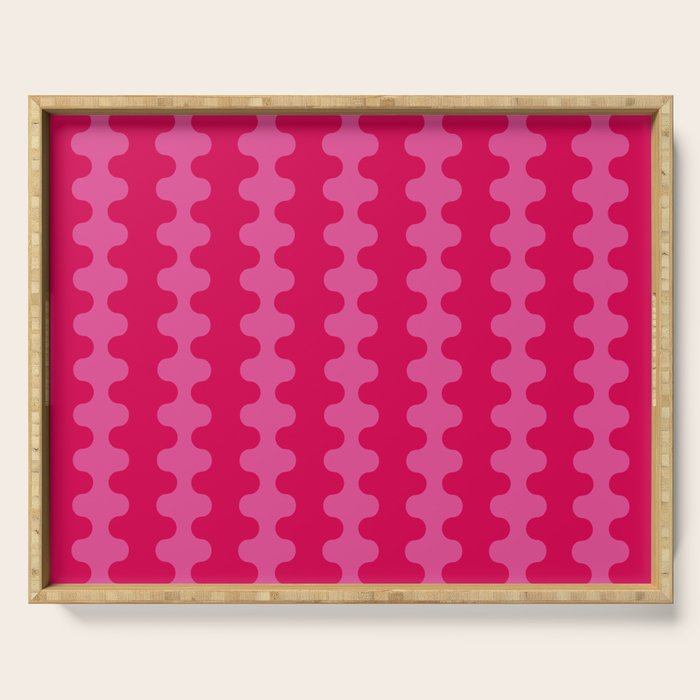 Hot Pink Ogee A-Go-Go Vivid Retro Pop Pattern Serving Tray Gallery Image 1