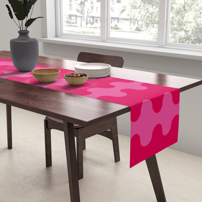 Hot Pink Ogee A-Go-Go Vivid Retro Pop Pattern Table Runner Gallery Image 2