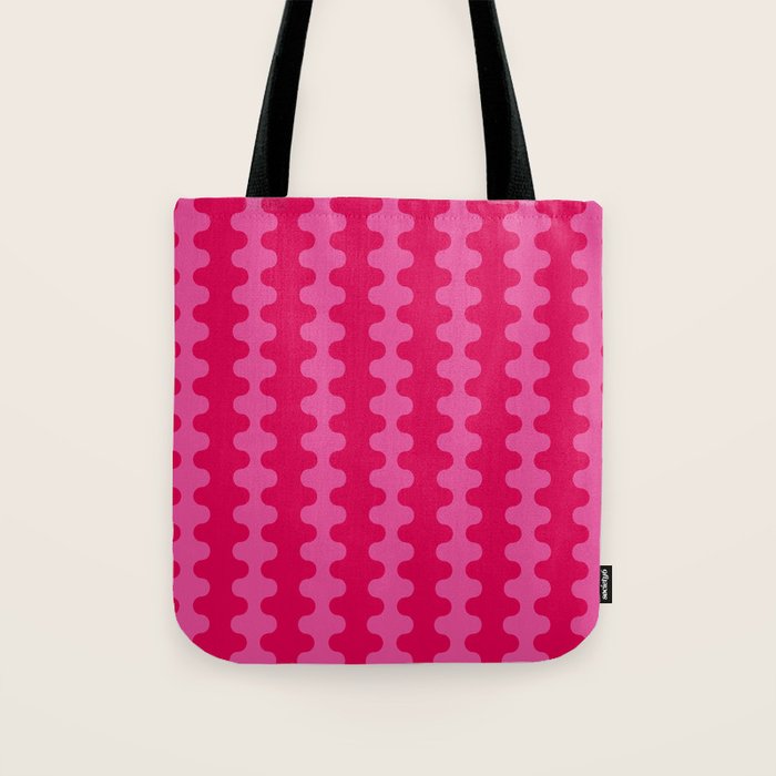 Hot Pink Ogee A-Go-Go Vivid Retro Pop Pattern Tote Bag Gallery Image 1