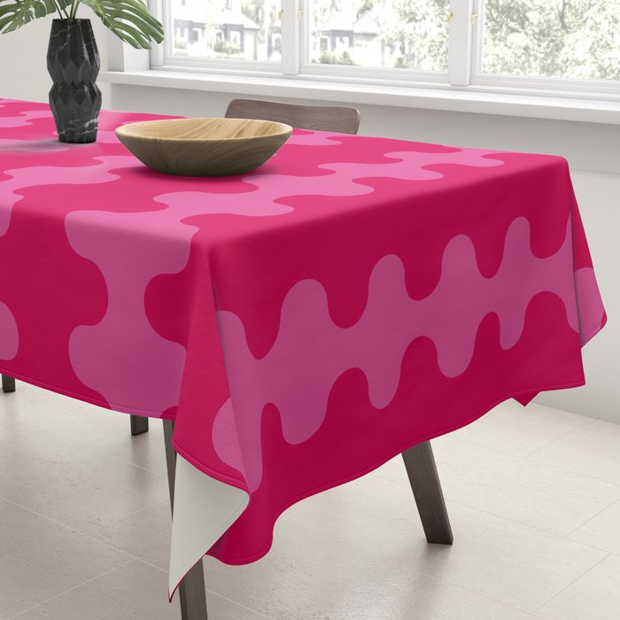 Hot Pink Ogee A-Go-Go Vivid Retro Pop Pattern Tablecloth Gallery Image 3
