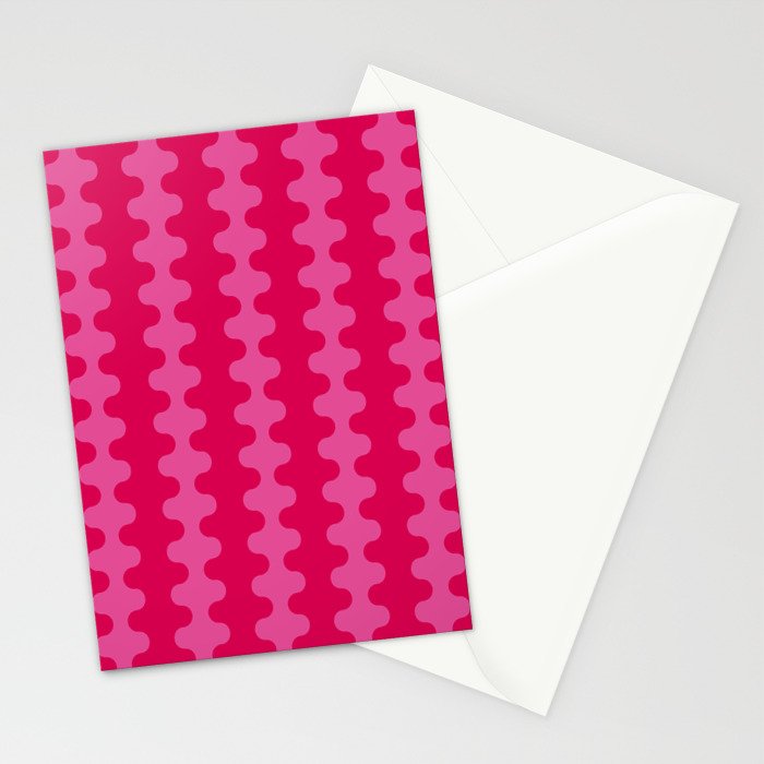 Hot Pink Ogee A-Go-Go Vivid Retro Pop Pattern Stationery Card Gallery Image 2
