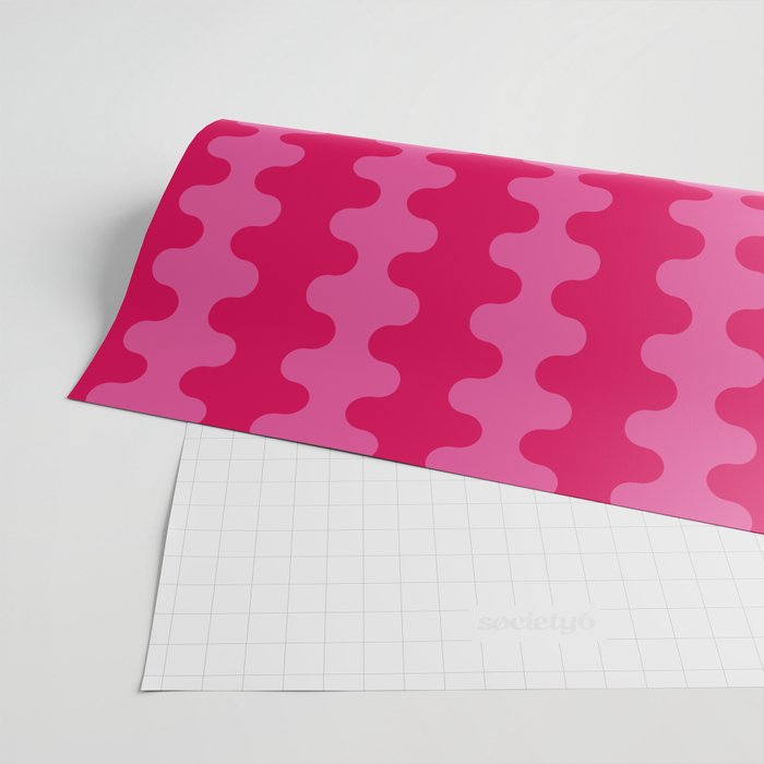 Hot Pink Ogee A-Go-Go Vivid Retro Pop Pattern Wrapping Paper Gallery Image 2