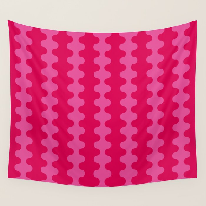 Hot Pink Ogee A-Go-Go Vivid Retro Pop Pattern Wall Tapestry Gallery Image 4