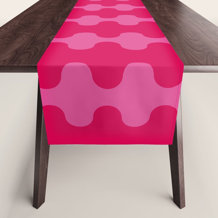 Hot Pink Ogee A-Go-Go Vivid Retro Pop Pattern Table Runner Gallery Image 1