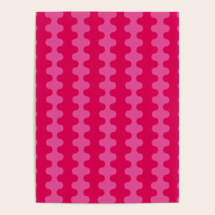 Hot Pink Ogee A-Go-Go Vivid Retro Pop Pattern Poster Gallery Image 4