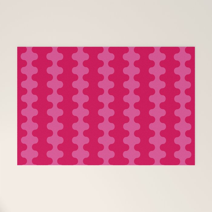 Hot Pink Ogee A-Go-Go Vivid Retro Pop Pattern Welcome Mat Gallery Image 1