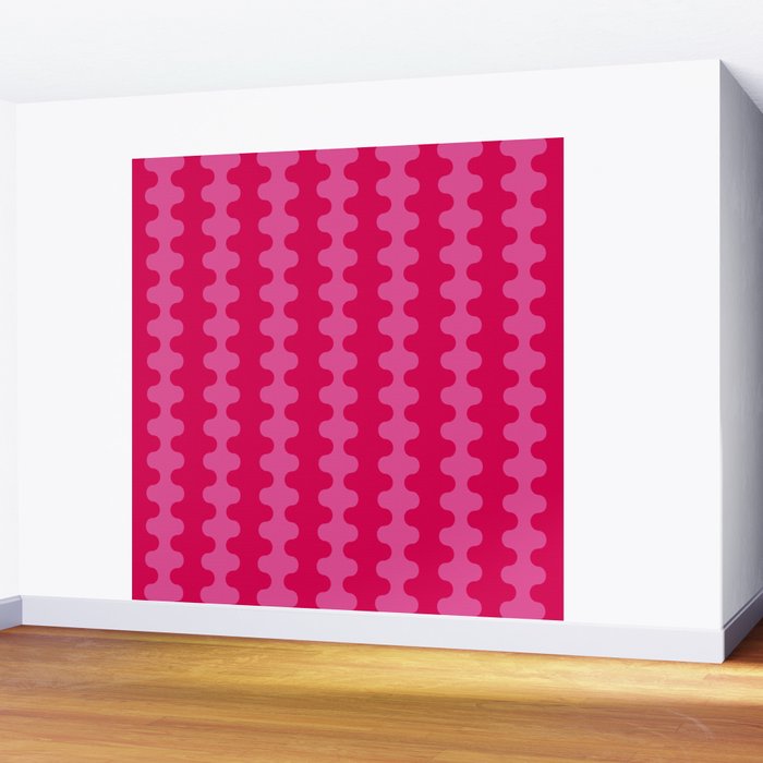 Hot Pink Ogee A-Go-Go Vivid Retro Pop Pattern Wall Mural Gallery Image 2