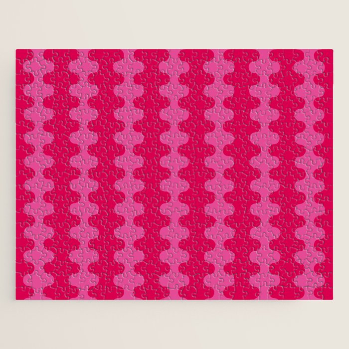Hot Pink Ogee A-Go-Go Vivid Retro Pop Pattern Jigsaw Puzzle Gallery Image 1