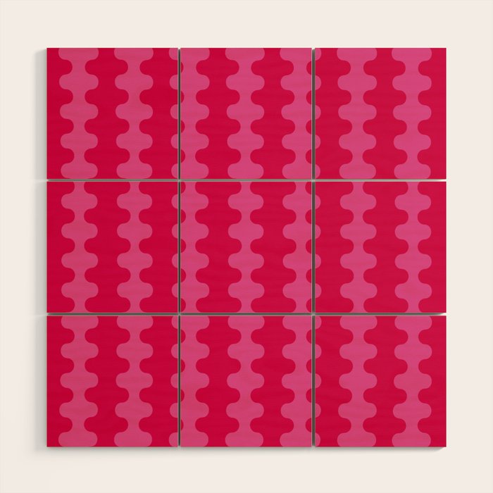 Hot Pink Ogee A-Go-Go Vivid Retro Pop Pattern Wood Wall Art Gallery Image 1