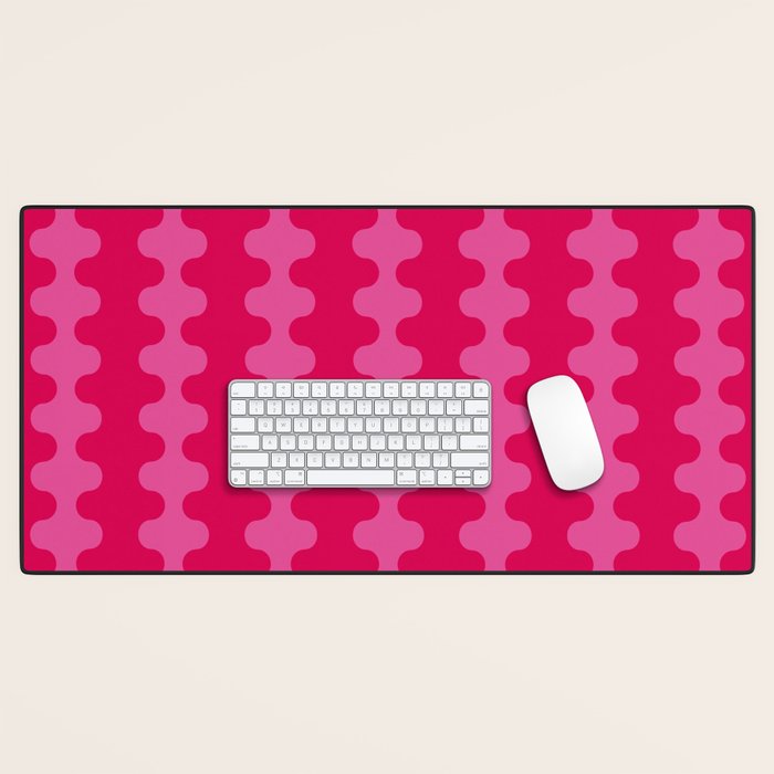 Hot Pink Ogee A-Go-Go Vivid Retro Pop Pattern Desk Mat Gallery Image 1