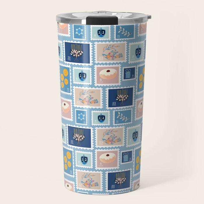 Hanukkah Stamps Travel Mug Gallery Image 1