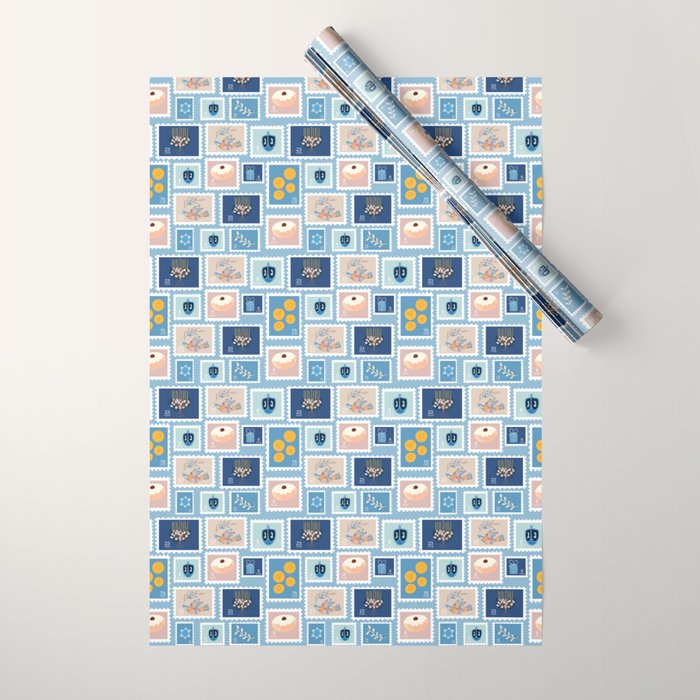 Hanukkah Stamps Wrapping Paper Gallery Image 1