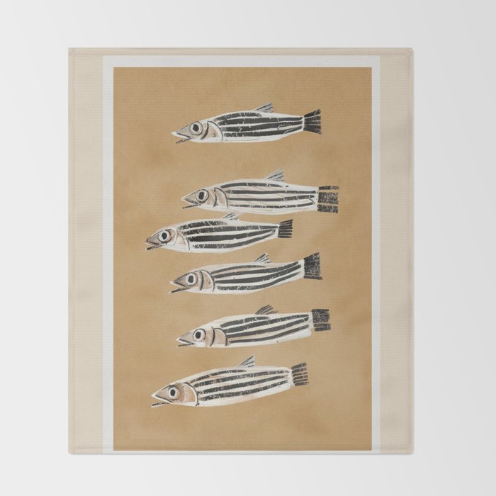 Minimal Fish Study Throw Blanket Gallery Image 2