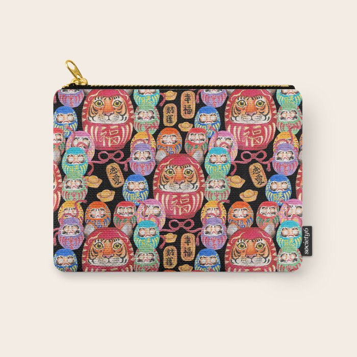 Japanese Tiger Daruma with small Darumas Carry All Pouch Gallery Image 1