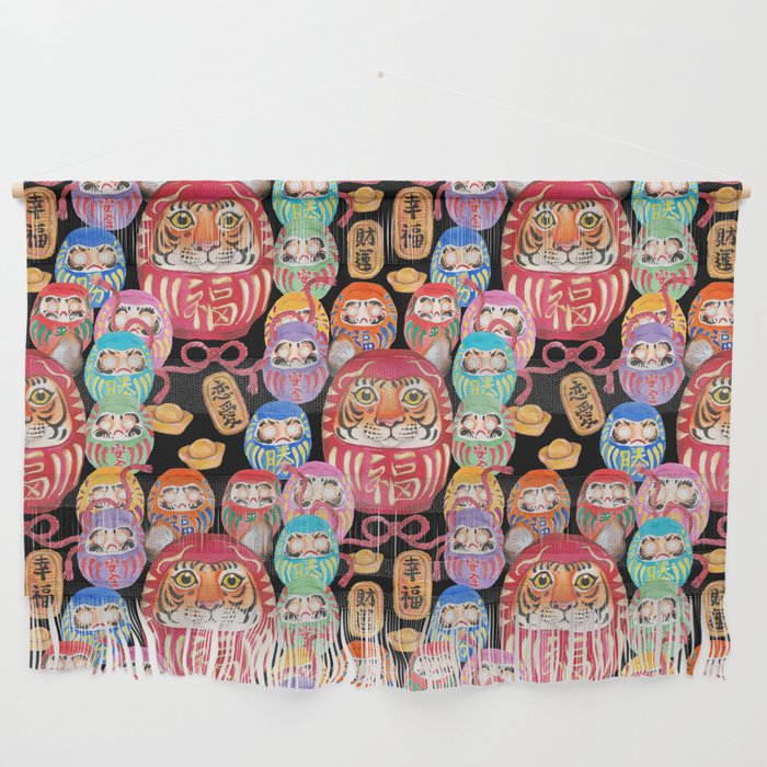 Japanese Tiger Daruma with small Darumas Wall Hanging Gallery Image 1