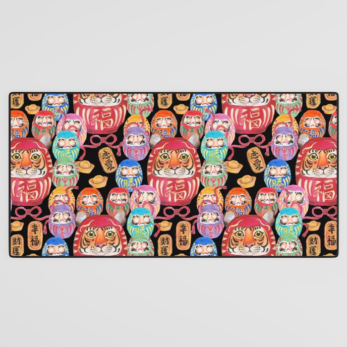 Japanese Tiger Daruma with small Darumas Desk Mat Gallery Image 3