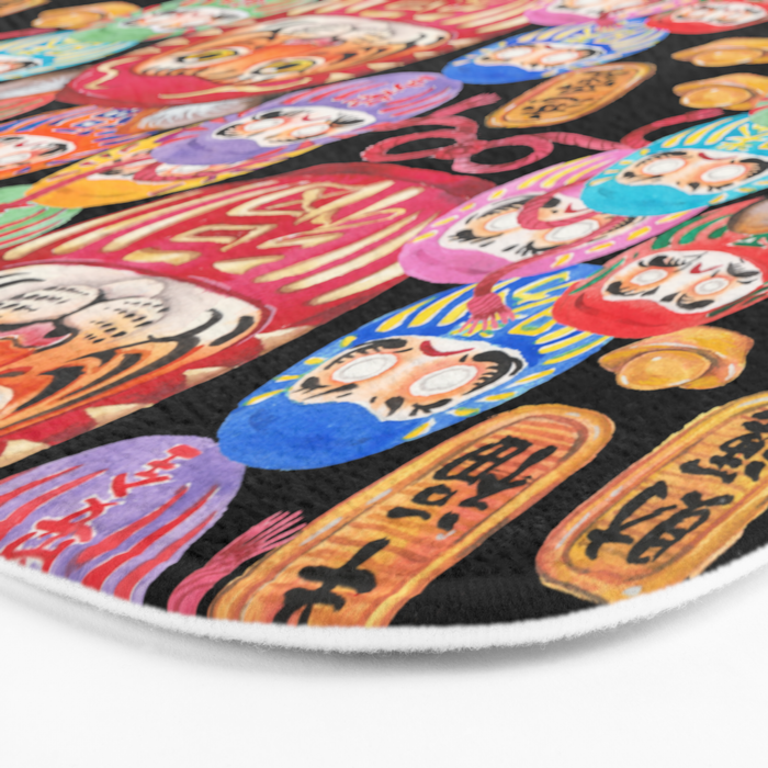 Japanese Tiger Daruma with small Darumas Bath Mat Gallery Image 3