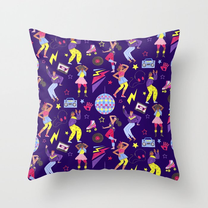 Disco people pattern Throw Pillow Gallery Image 6