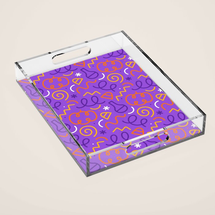 Fun halloween cartoon doodle art pattern Acrylic Tray Gallery Image 1
