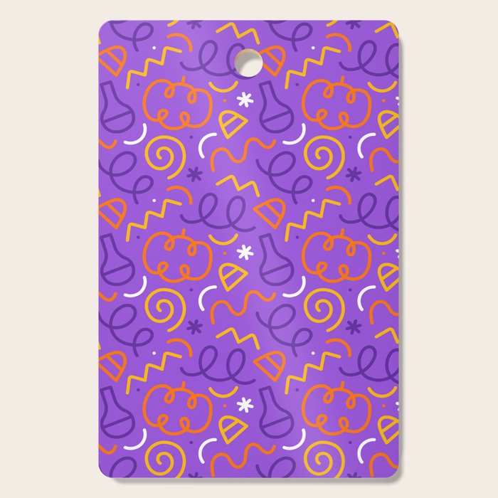 Fun halloween cartoon doodle art pattern Cutting Board Gallery Image 1