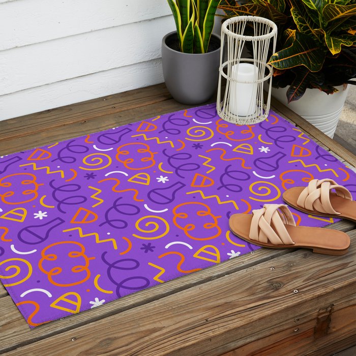 Fun halloween cartoon doodle art pattern Outdoor Rug Gallery Image 2