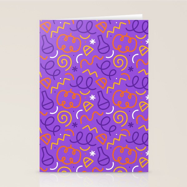 Fun halloween cartoon doodle art pattern Stationery Card Gallery Image 1