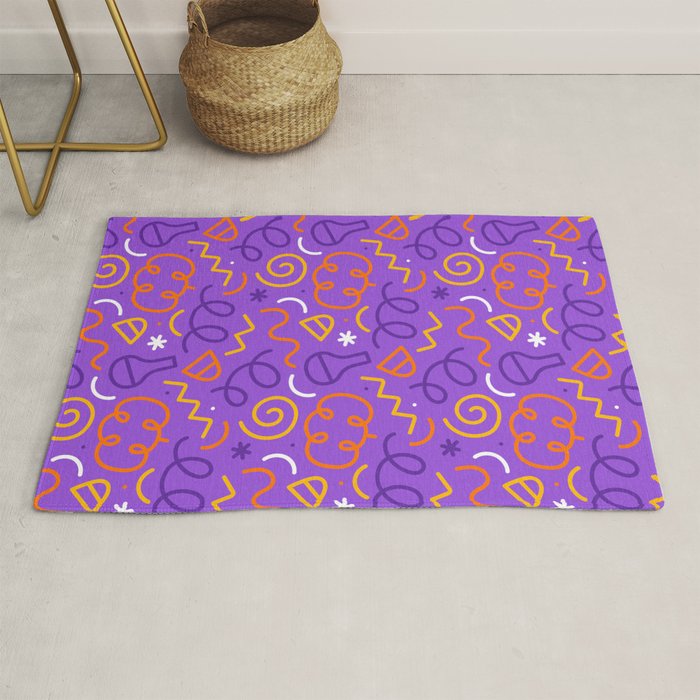 Fun halloween cartoon doodle art pattern Rug Gallery Image 1