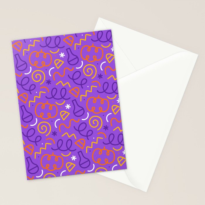 Fun halloween cartoon doodle art pattern Stationery Card Gallery Image 2