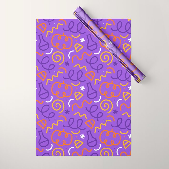 Fun halloween cartoon doodle art pattern Wrapping Paper Gallery Image 1