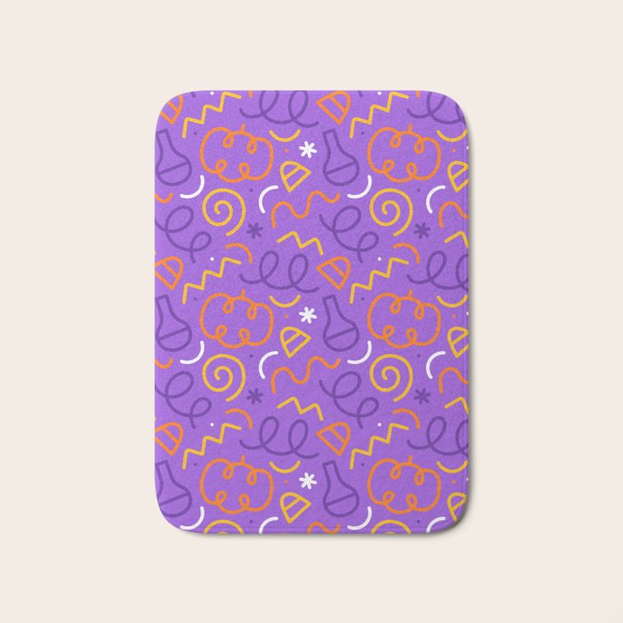Fun halloween cartoon doodle art pattern Bath Mat Gallery Image 1
