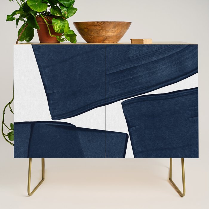 Minimalist Painting Blue III, Mid Century Modern Credenza Gallery Image 1