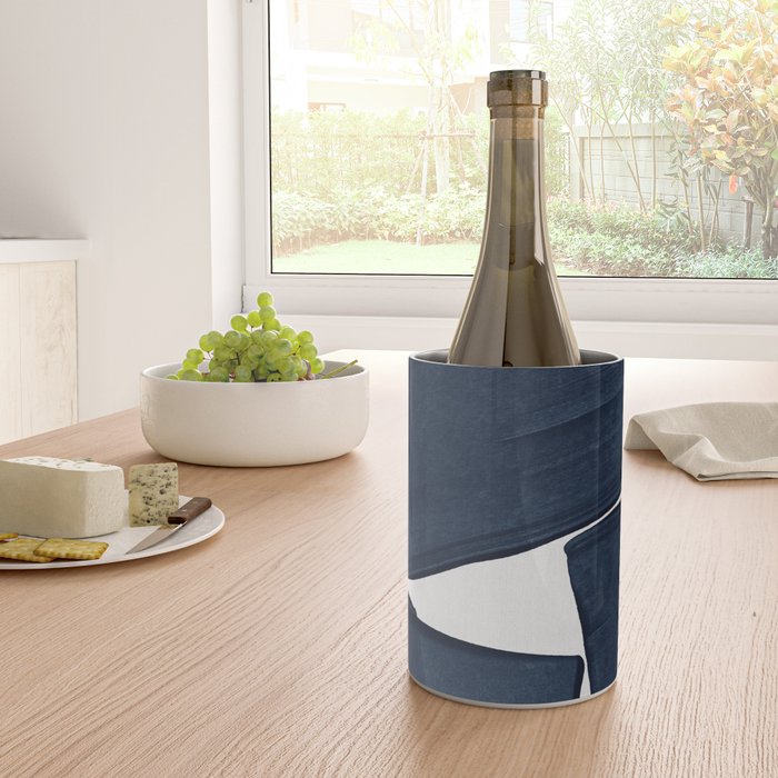 Minimalist Painting Blue III, Mid Century Modern Wine Chiller Gallery Image 4