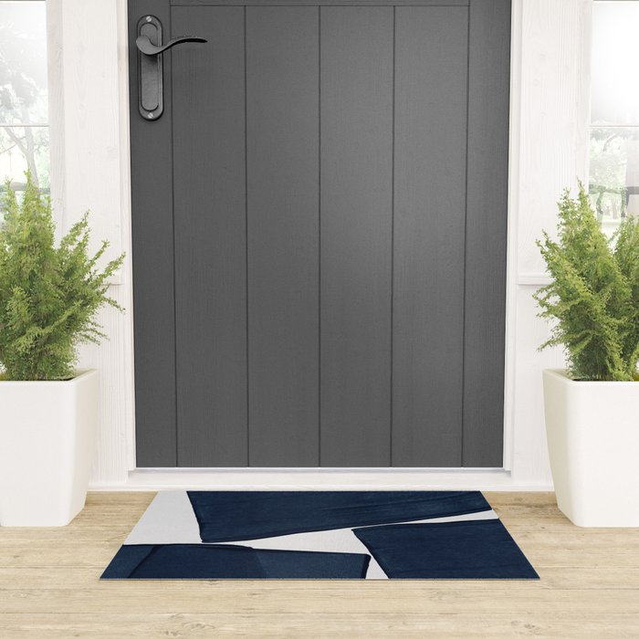 Minimalist Painting Blue III, Mid Century Modern Welcome Mat Gallery Image 3
