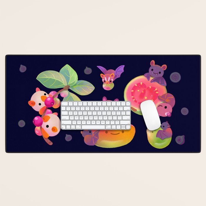Fruit and bat - dark Desk Mat Gallery Image 1