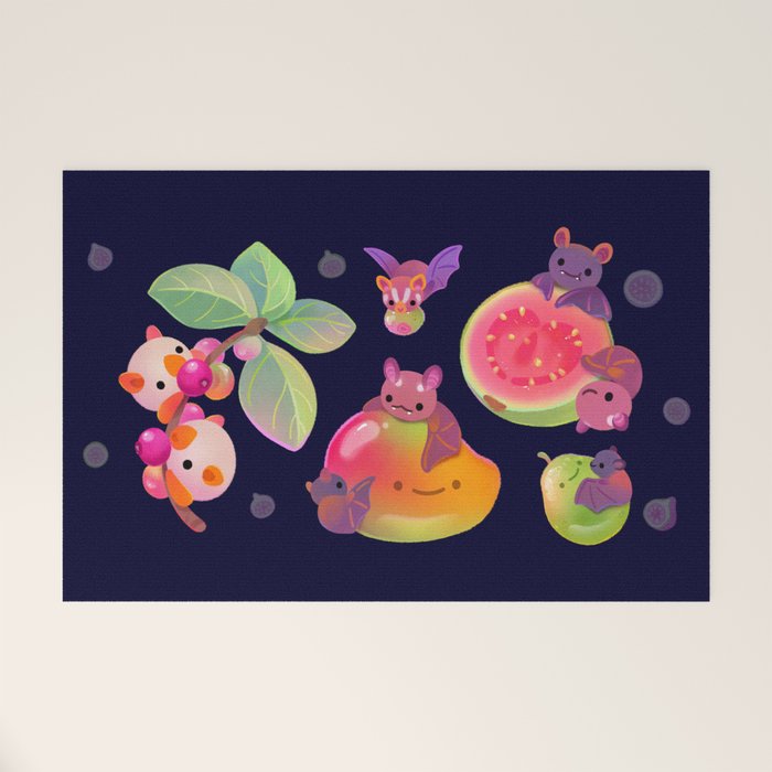 Fruit and bat - dark Welcome Mat Gallery Image 1