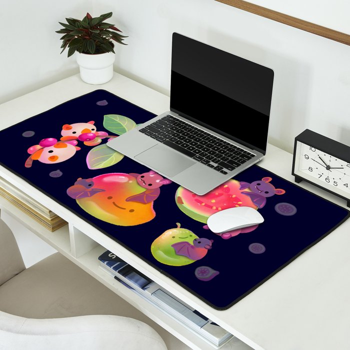 Fruit and bat - dark Desk Mat Gallery Image 2