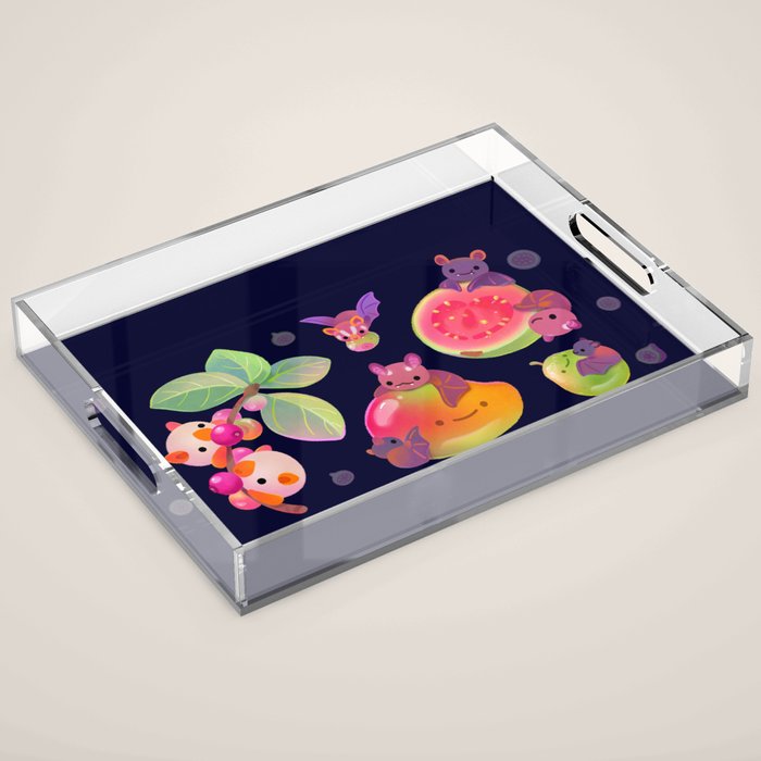 Fruit and bat - dark Acrylic Tray Gallery Image 1
