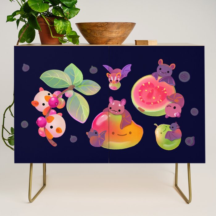 Fruit and bat - dark Credenza Gallery Image 1