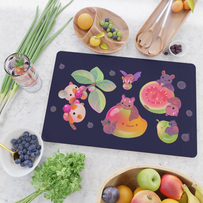 Fruit and bat - dark Cutting Board Gallery Image 2