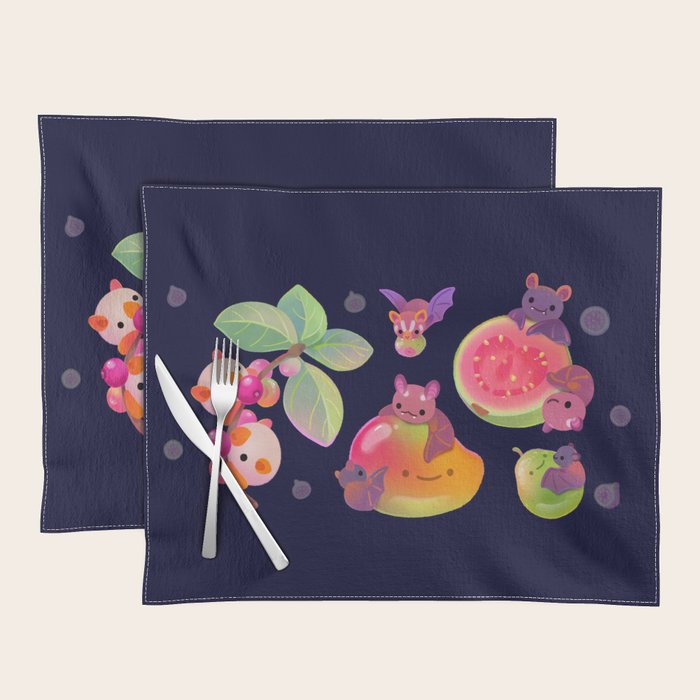 Fruit and bat - dark Placemat Gallery Image 1