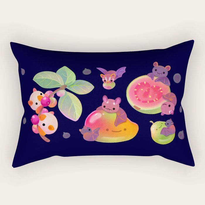 Fruit and bat - dark Rectangular Pillow Gallery Image 1
