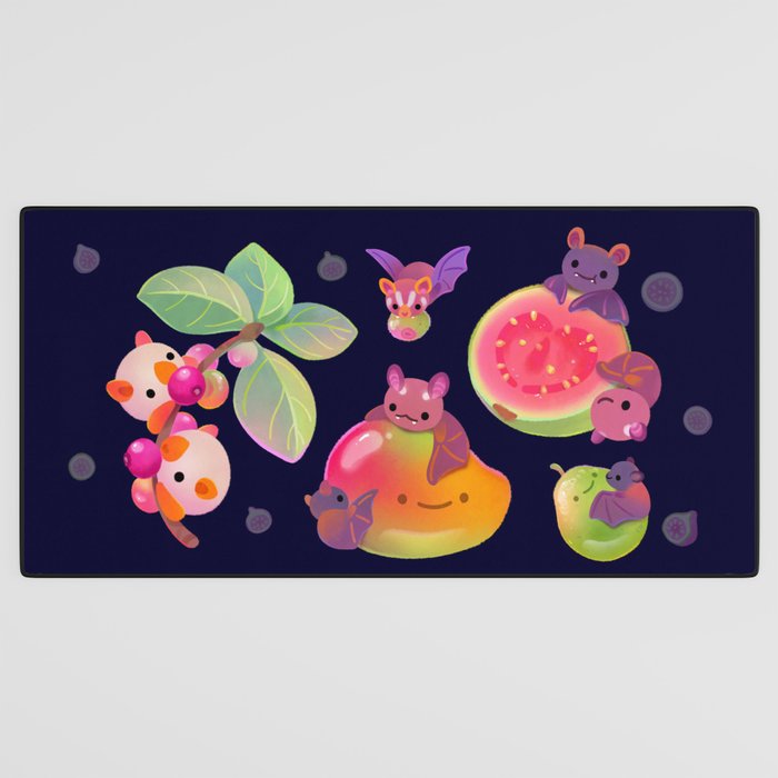 Fruit and bat - dark Desk Mat Gallery Image 3