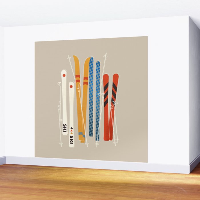 Ski Illustration Wall Mural Gallery Image 2