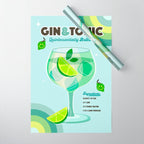 Gin and Tonic Retro Cocktail - Aqua blue green Wrapping Paper Gallery Image 1